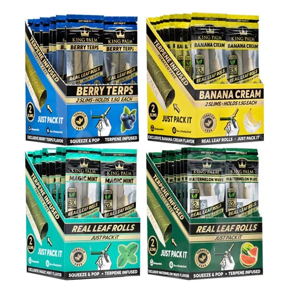 20 King Palm Flavoured Slim 1.5G Rolls – Display Pack