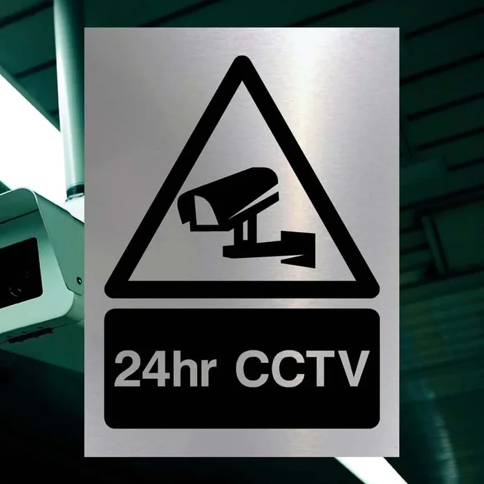 24hr CCTV Silver Sign v2