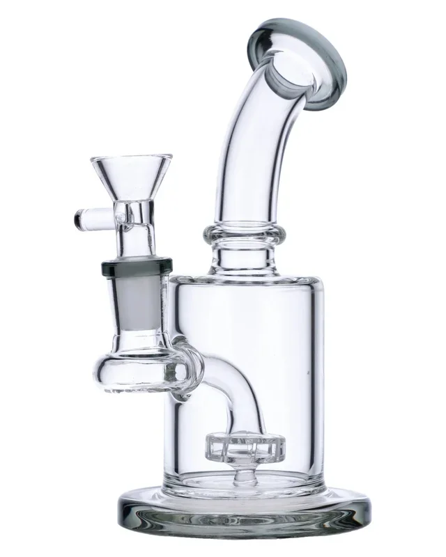 6” Bent Neck Matrix Perc Water Pipe – Transparent Black