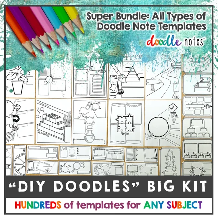 “DIY DOODLES” Super Kit – Big Bundle of Doodle Note Templates