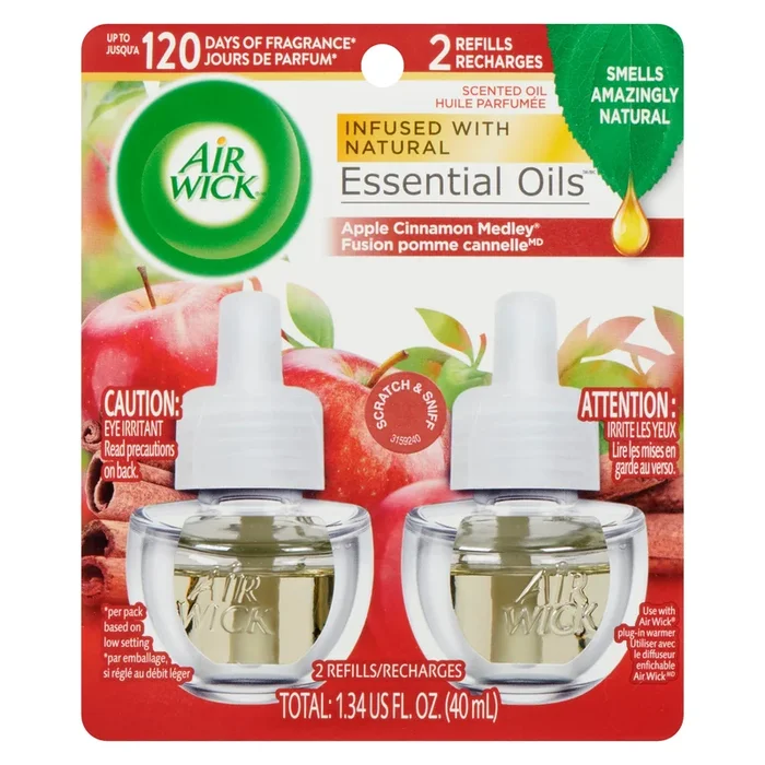Air Wick Scented Oil Apple Cinnamon Medley, 2-Pack, 20 ml