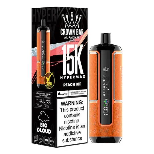 AL FAKHER CROWN BAR DISPOSABLE PEACH ICE 15000 PUFFS