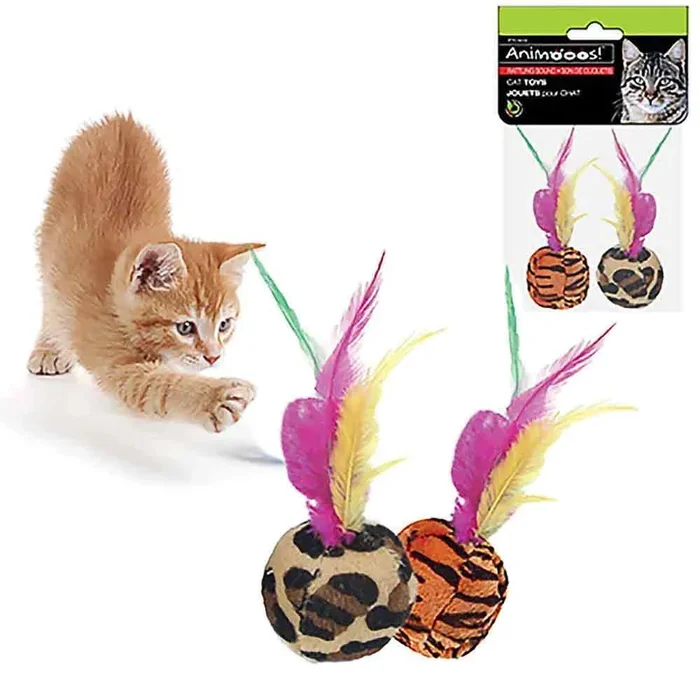 Animoos! Cat Ball with Feathers, 2-Pack