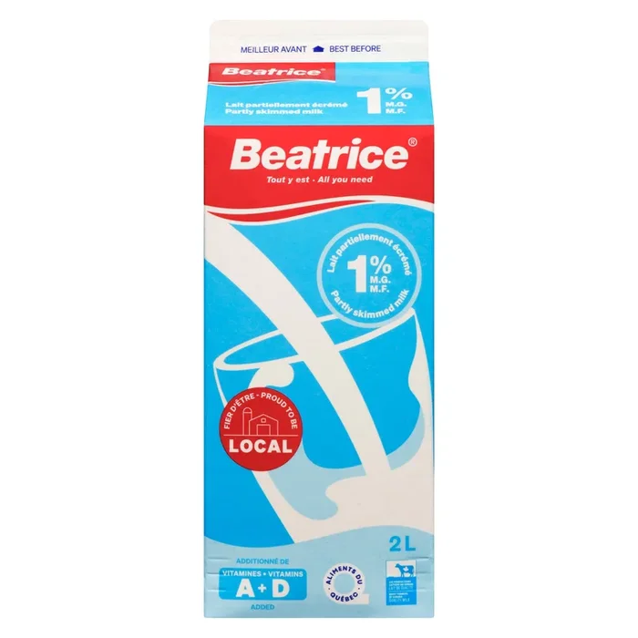 Beatrice Fresh Partly Skimmed Milk 1% M.F., 2-L