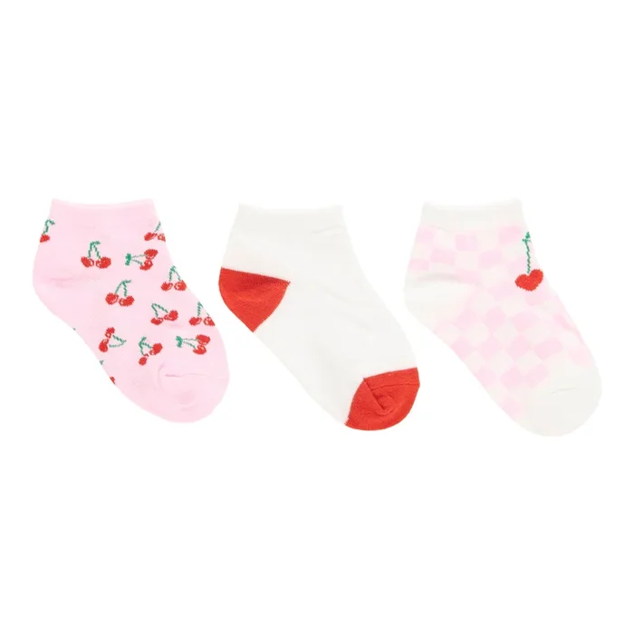 BELLA & BIRDIE Girls’ Printed Ankle Socks, 3-Pack