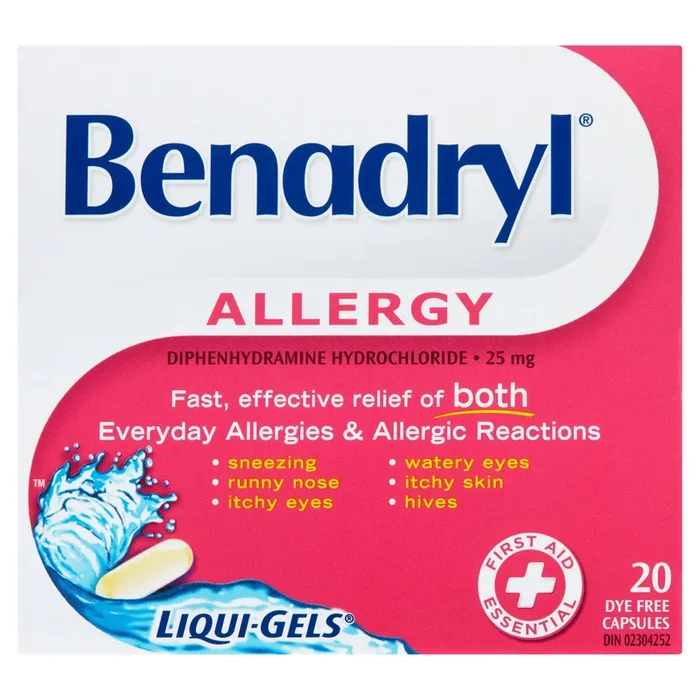 Benadryl Allergy Liqui-Gels Diphenhydramine Hydrochloride 25-mg Dye Free Capsules, 20-Pack