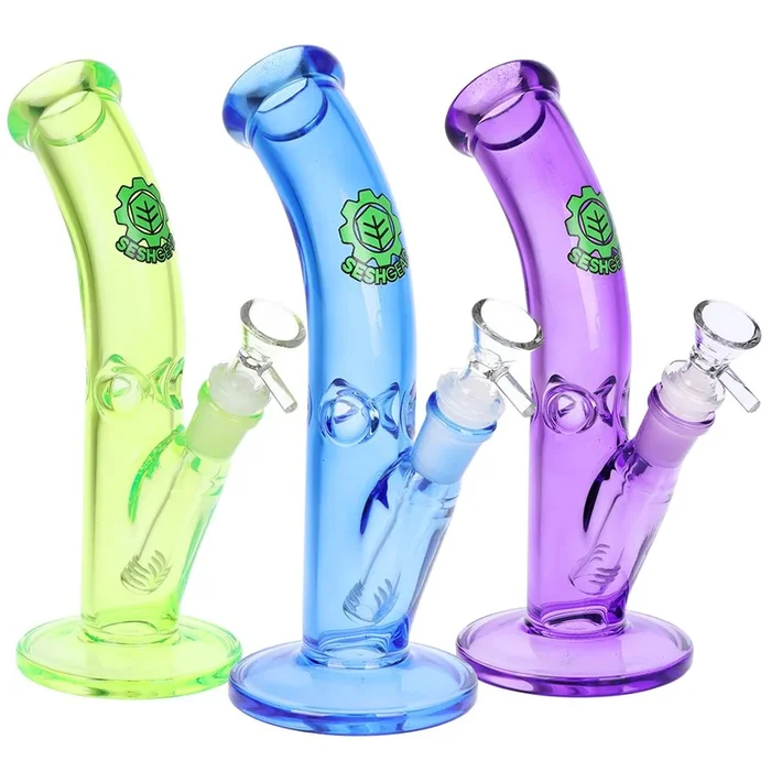 Bent Tube Colored Neon Glass Bong – 9″
