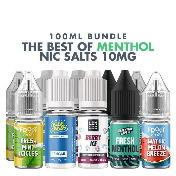 Best Menthol E-Liquids 10 x 10ml Nic Salt Bundle – 10mg