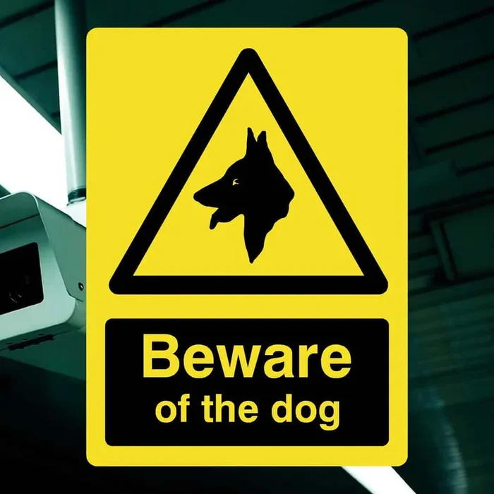 Beware Of The Dog Yellow Sign