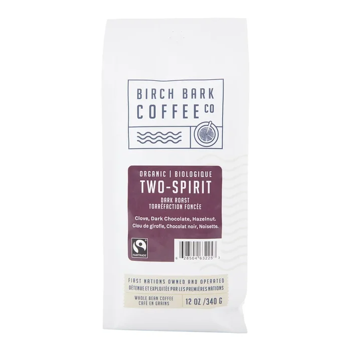 Birch Bark Coffee Co Whole Bean Coffee Organic Two-Spirit Dark Roast, 340 g