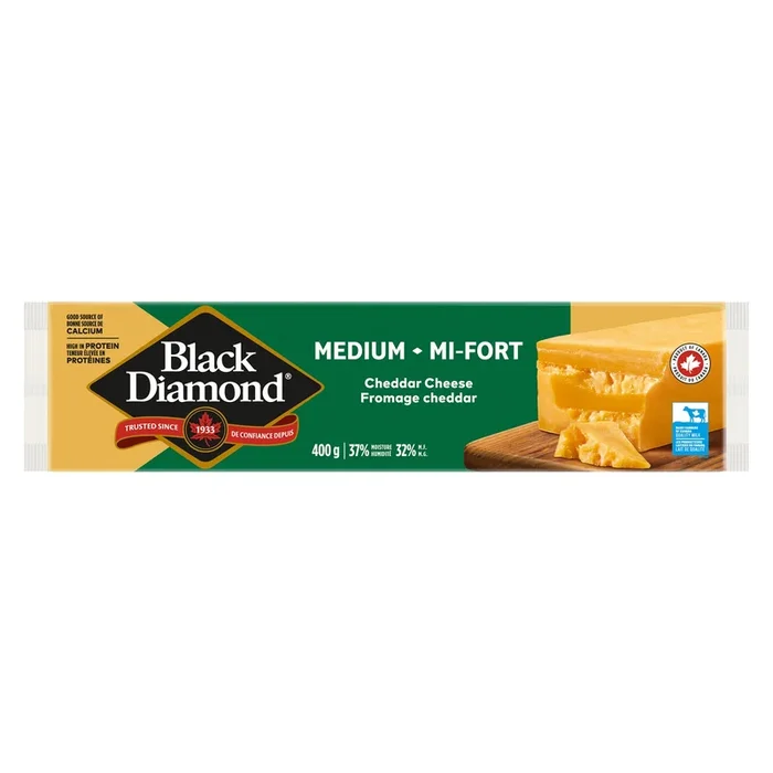 Black Diamond Medium Cheddar Cheese 32% M.F., 400-g