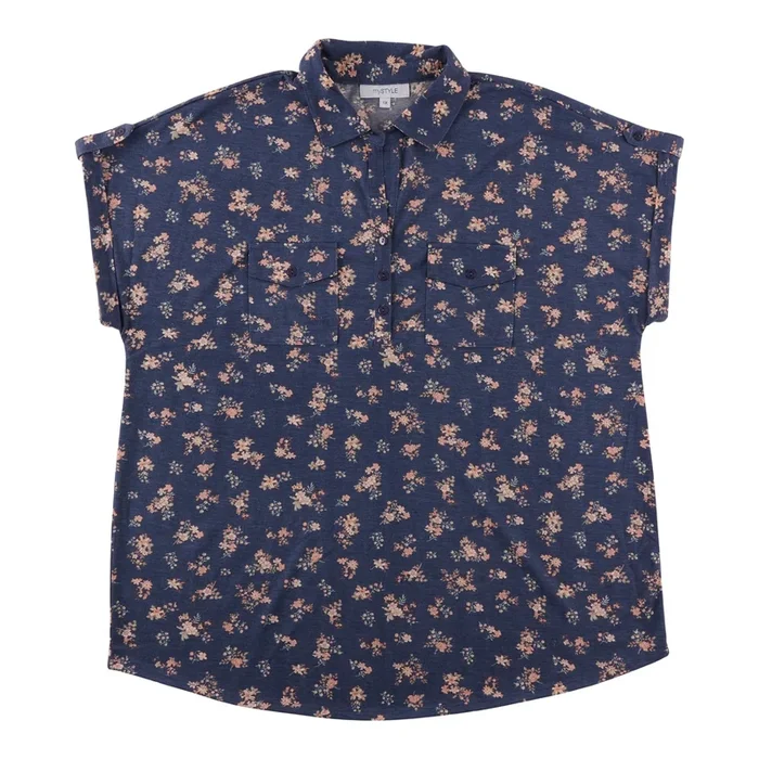 Blouse avec col et manches courtes taille plus mySTYLE pour femmes