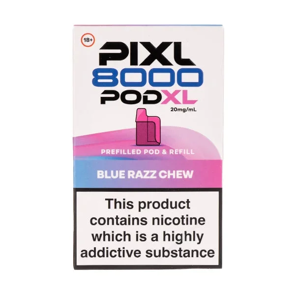 Blue Razz Chew Pixl 8000 Prefilled Pod + Refill by Pixl