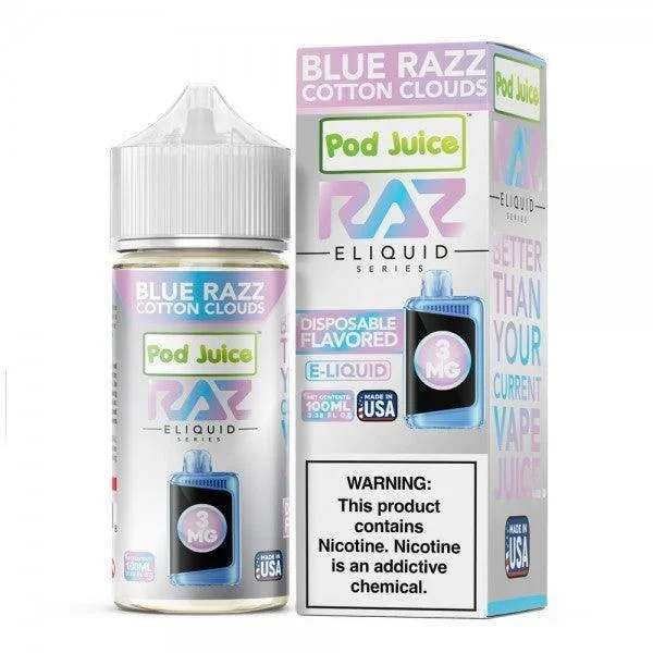 Blue Razz Cotton Clouds – POD Juice x RAZ Salt 30mL