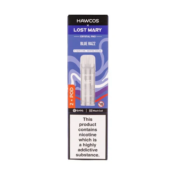 Blue Razz Crystal Pro Prefilled Pods by Hawcos x Lost Mary