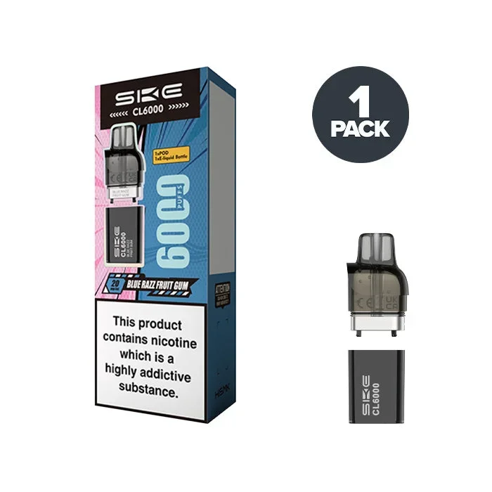 Blue Razz Fruit Gum SKE CL6000 Pre-filled Pods