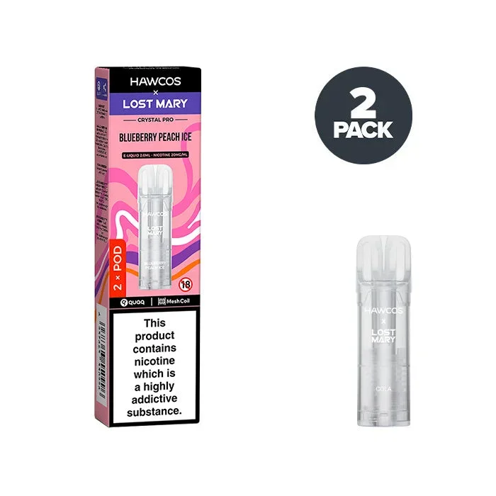 Blueberry Peach Ice Hawcos X Lost Mary Crystal Pro Prefilled Pods