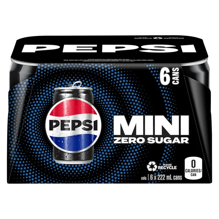 Boisson gazeuse Pepsi Mini sans sucre, emb. de 6, 222 ml