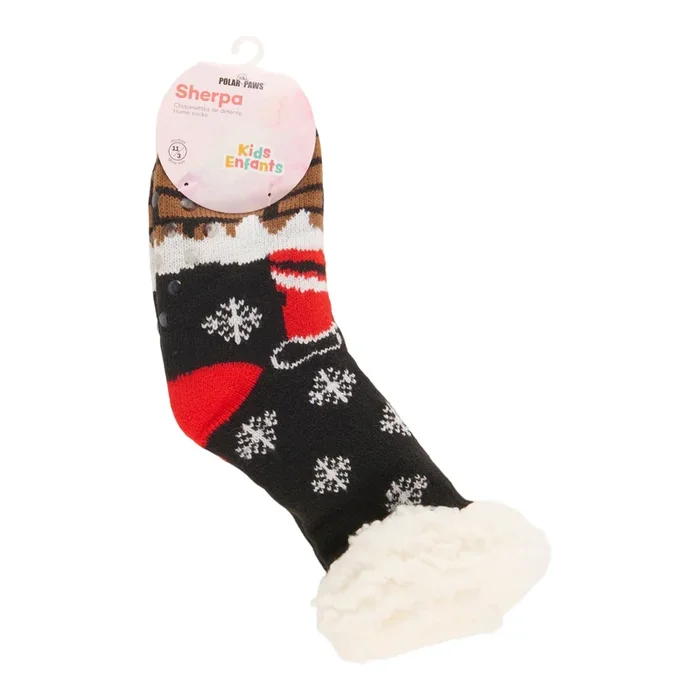 Boys’ Holiday Printed Sherpa Socks, 1-Pack