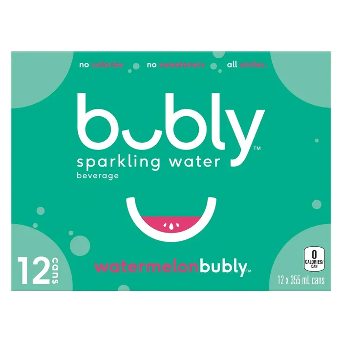 Bubly Watermelon Carbonated Water, 12-Pack, 355-ml