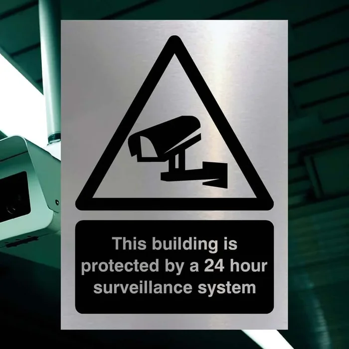 Building Protected 24 Hour Surveillance Sign Silver