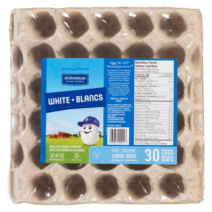 Burnbrae Farms Large White Eggs, 30-Pack