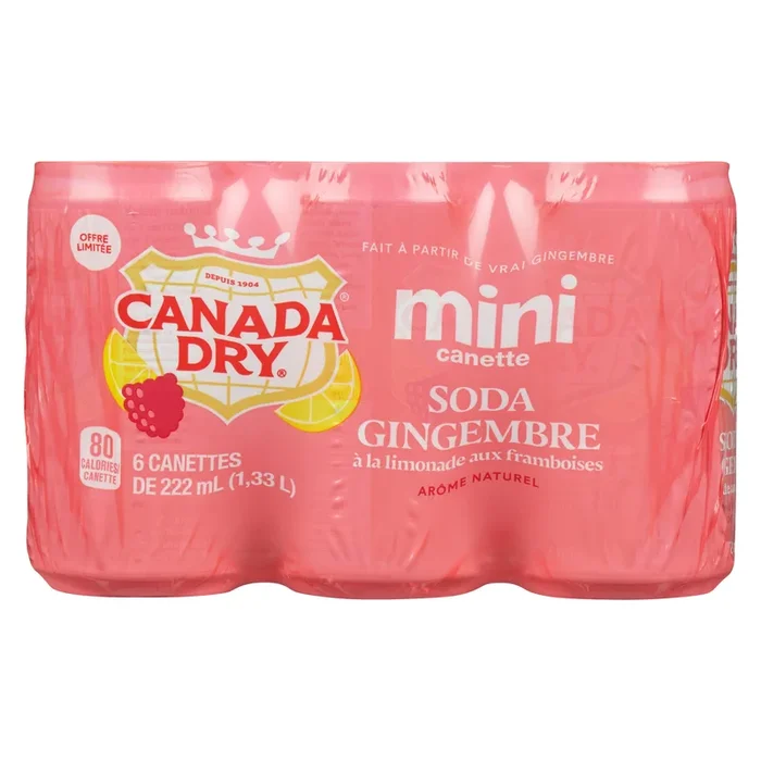Canada Dry Raspberry Lemonade Ginger Ale Mini, 6-Pack