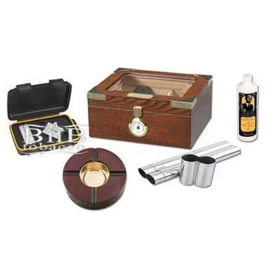 Capri Elegant Mahogany Glasstop Humidor Kit