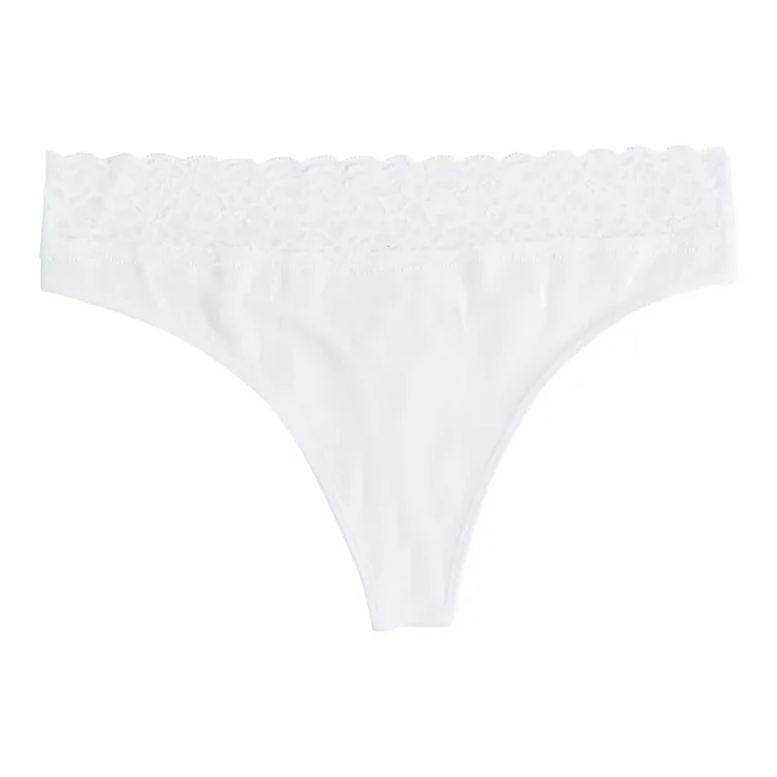 Carisma Women’s Cotton Lace Thong, White