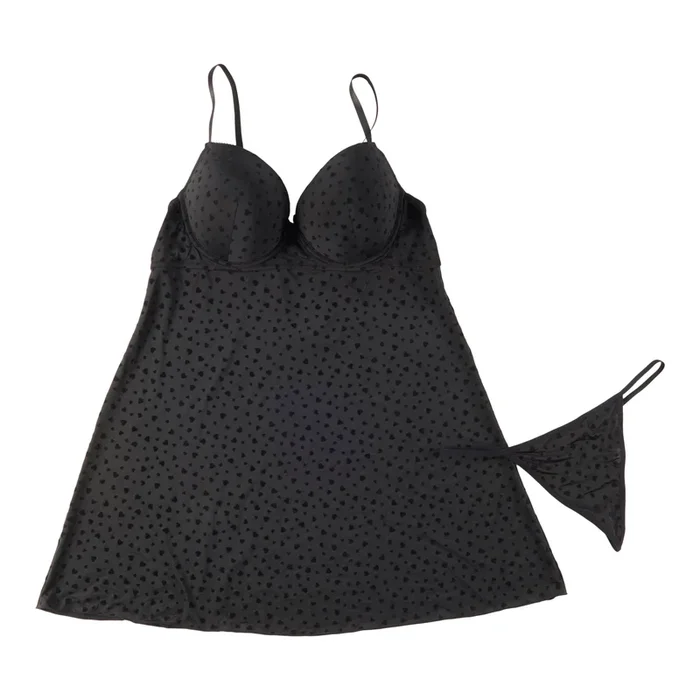 Carisma Women’s Plus Size Heart Flock All-Over Print Babydoll Set, 2-Pieces