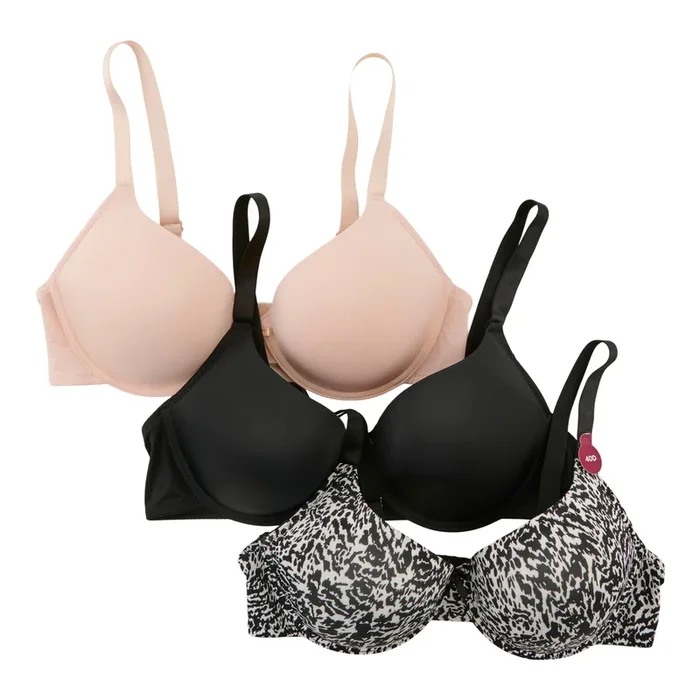 Carisma Women’s Plus Solid And Patterned T-Shirt Bras, 3-Pack