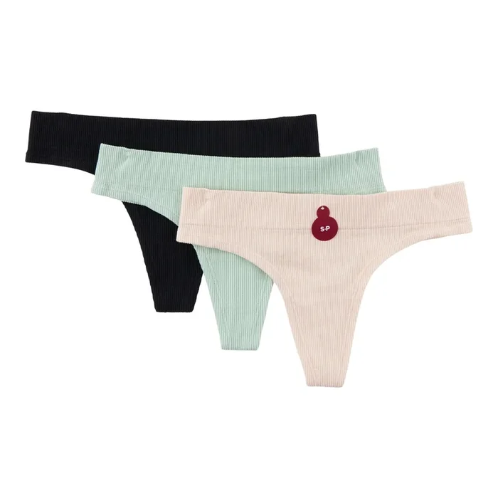 Carisma Women’s Seamless Ribbed Thongs, 3-Pack