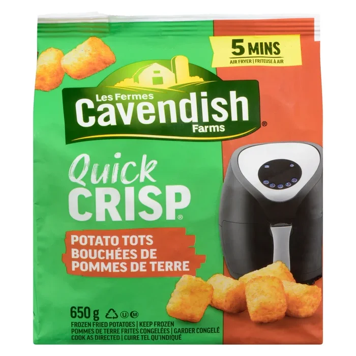 Cavendish Farms Quick Crisp Frozen Fried Potato Tots, 650 g