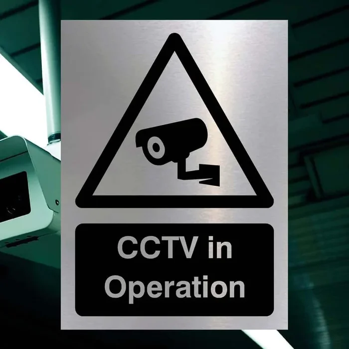 CCTV In Operation Sign Silver