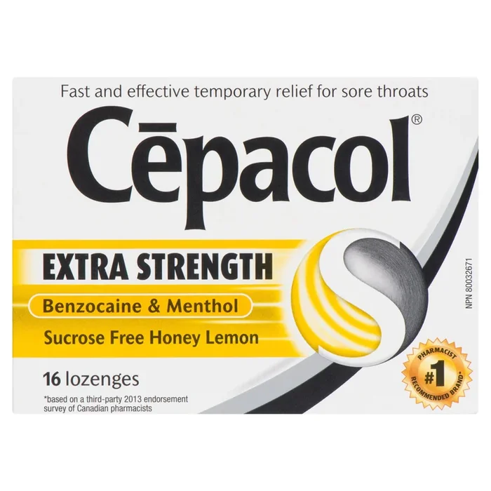 Cepacol Benzocaine & Menthol Extra Strength Sucrose Free Honey Lemon Lozenges, 16-Pack
