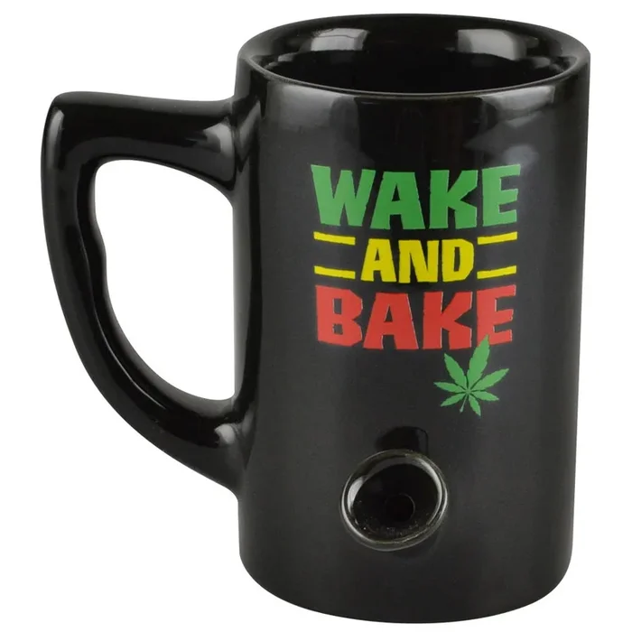Ceramic Pipe Mug – 8oz / Rasta Wake & Bake