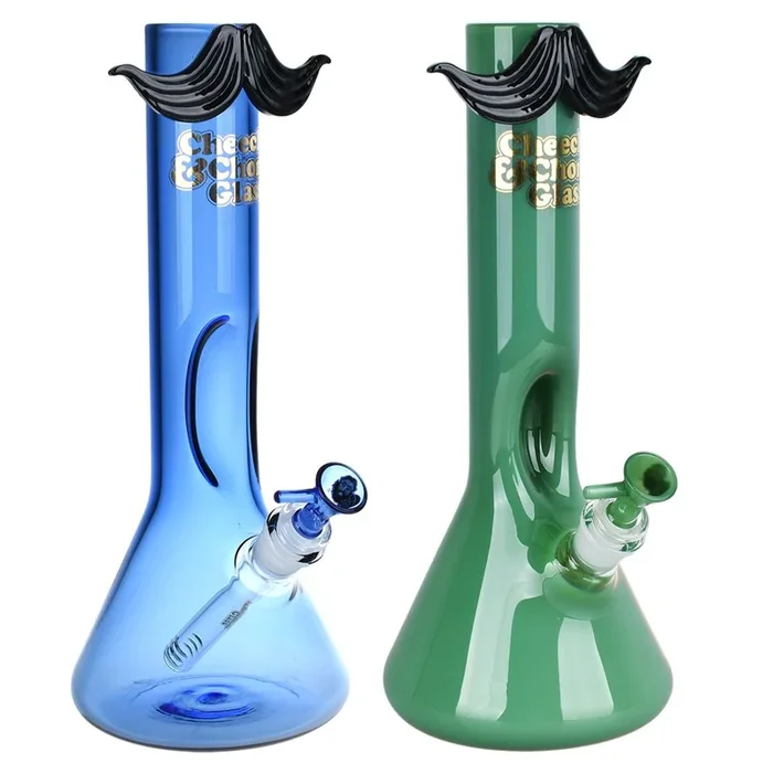 Cheech & Chong Glass Moustache Ride Beaker Water Pipe – 12″