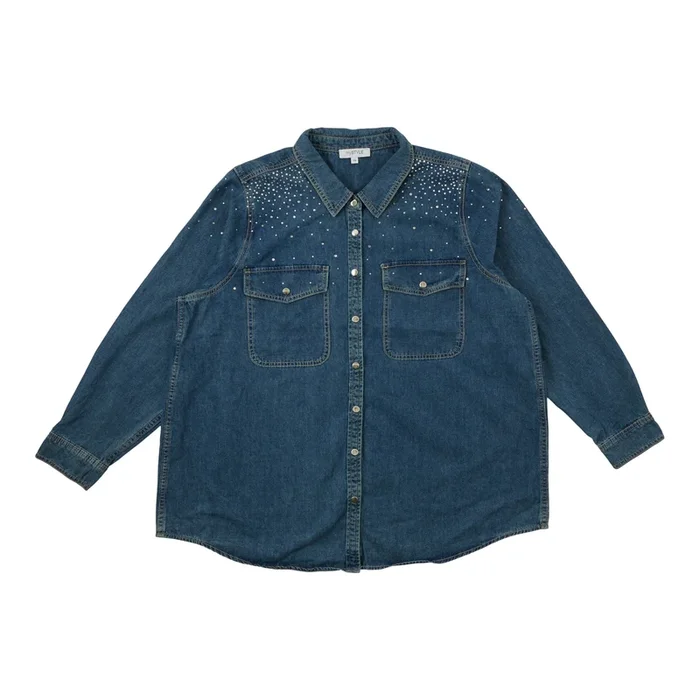 Chemise denim avec strass taille plus mySTYLE pour femmes