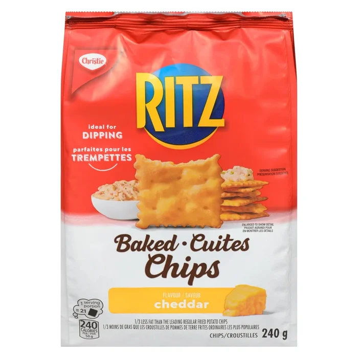 Christie Ritz Croustilles Chips Cuites Saveur Cheddar, 240 g