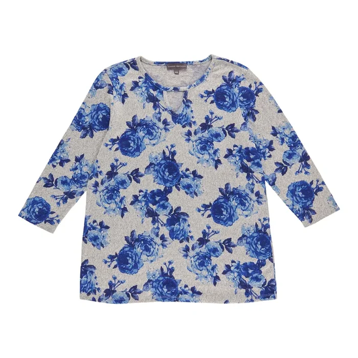 Classic Editions Women’s 3/4 Sleeve Keyhole Blouse