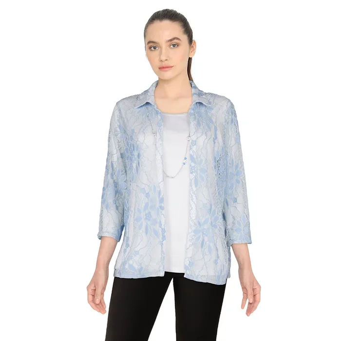 Classic Editions Women’s Mesh Top with Necklace