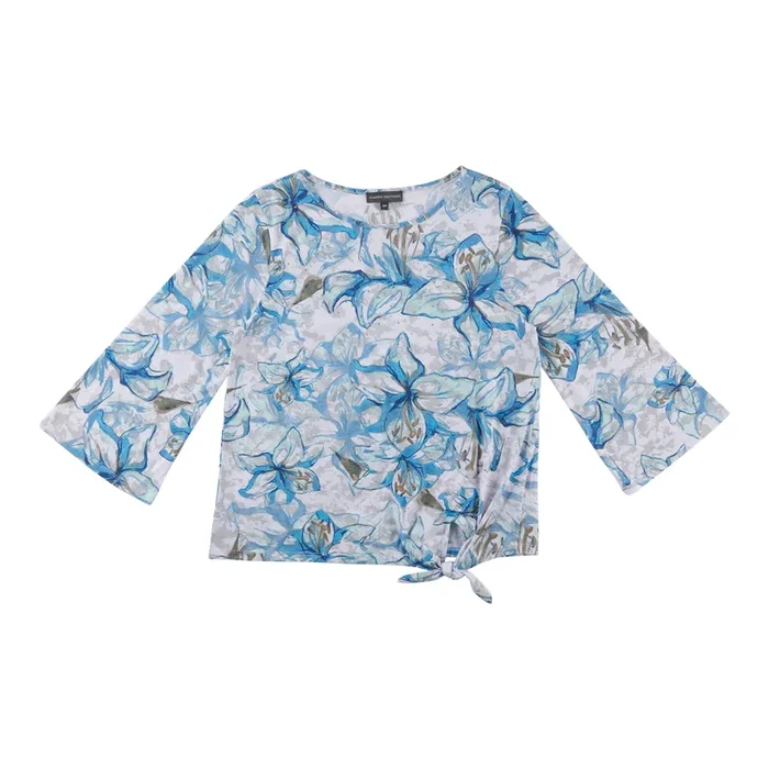 Classic Editions Women’s Tie-front 3/4 Sleeve Blouse