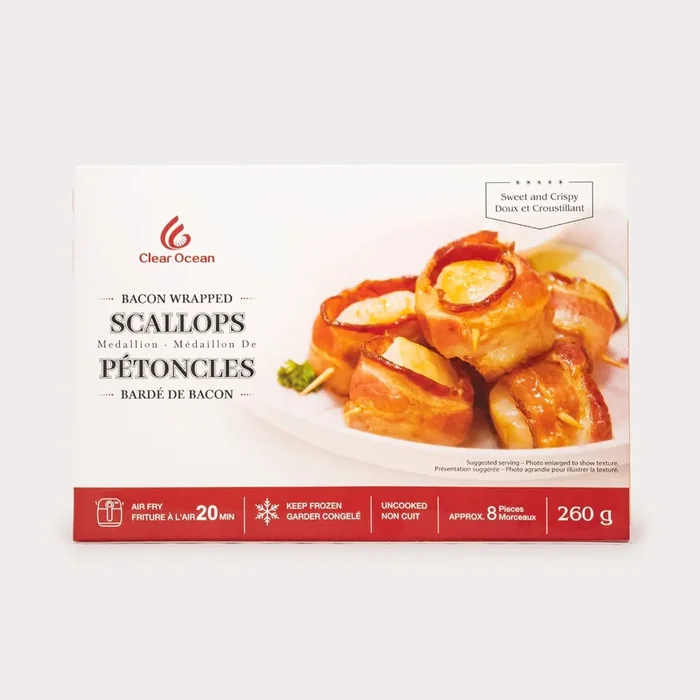 Clean Ocean Bacon Wrapped Scallops, 260 g