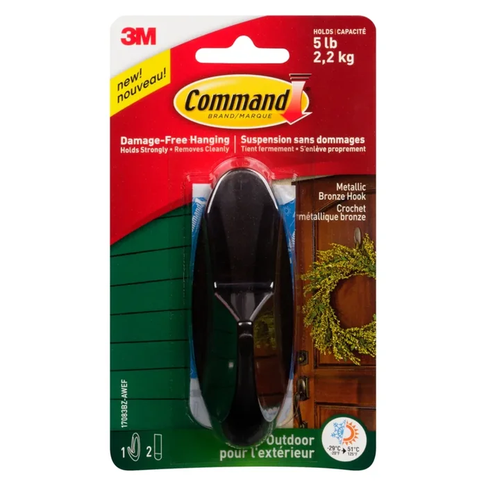 Command Outdoor Metallic Large Hooks, Bronze