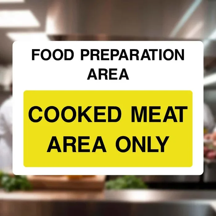 Cooked Meat Area Only Safety Sign