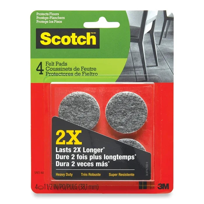 Coussinets de feutre ronds Scotch, brun – emb. de 4