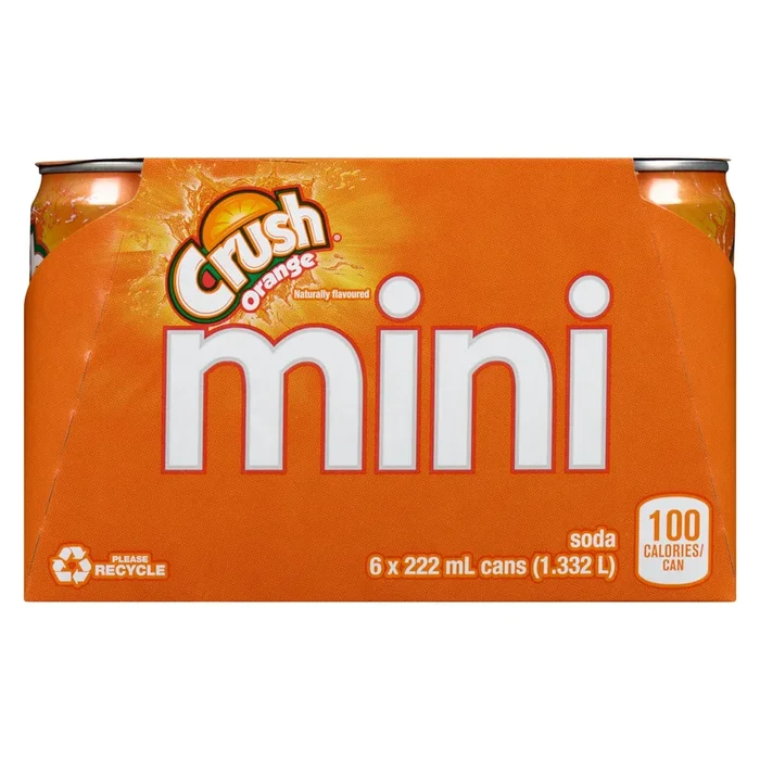Crush Mini Orange Soda, 6-Pack, 222 ml