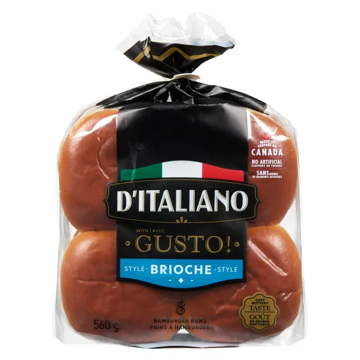 D’Italiano Brioche Style Hamburger Buns, 8-Pack, 560 g