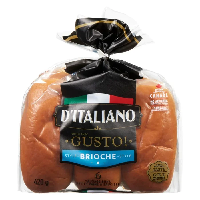 D’Italiano Brioche Style Sausage Buns, 6-Pack, 420-g