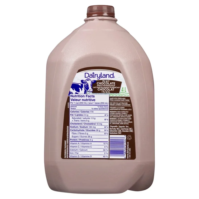 Dairyland Partly Skimmed Chocolate Milk 1% M.F., 4-L